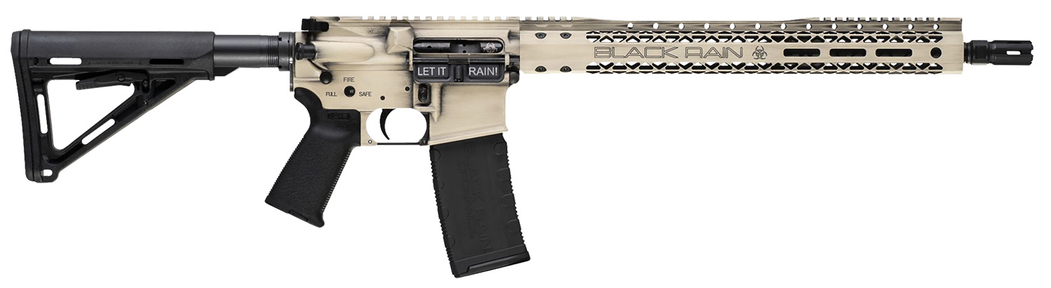 Black Rain Ordnance BROWTPLSB Spec 15+ We The People 5.56x45mm NATO 30+1 16″, Light Sand Battleworn with Deep Engraving, 15″ Slim M-LOK, Magpul Grip/Carbine Stock, Castle Flash Hider
