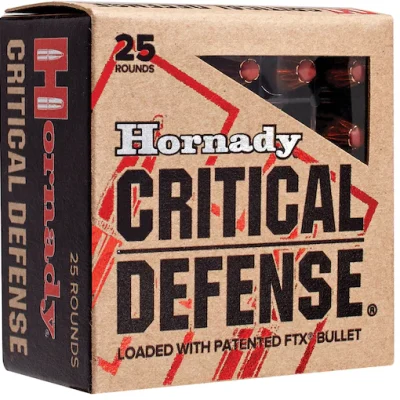 Real Hornady Critical Defense 9mm Luger Ammo 115 Grain Hornady FTX Polymer Tip Box of 200 rounds